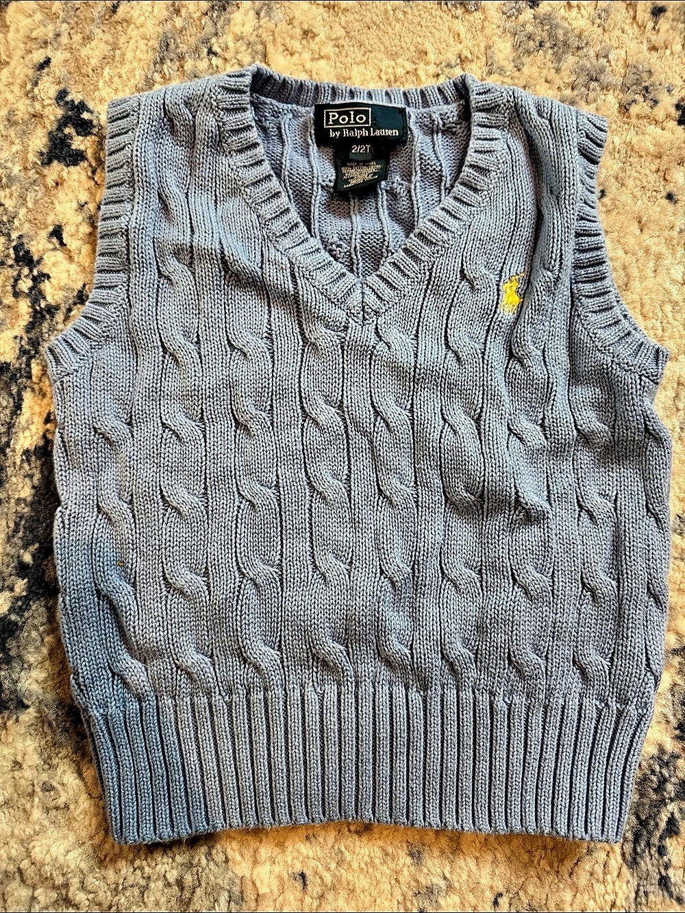 Polo by Ralph Lauren Boys Size 2T Cable Knit Vest Blue